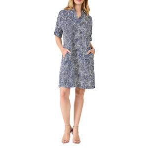 Nic+Zoe Women Dashing Dot Devon Dress Blue Size L